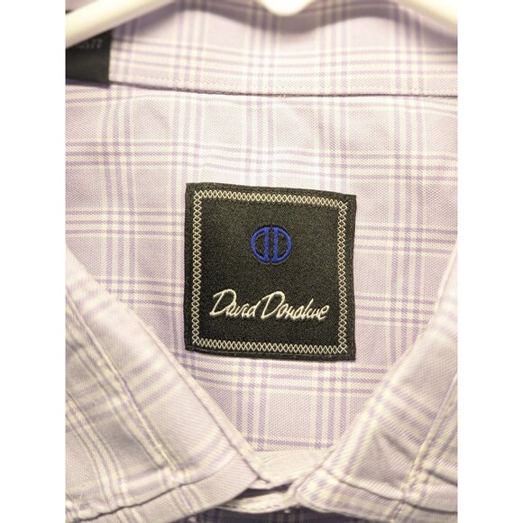 David Donahue Long Sleeve Purple Check Button Up Mens Dress Shirt 16 32/33 XL - Picture 7 of 10